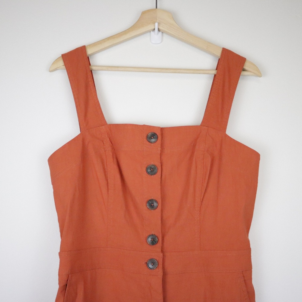 Anthropologie Maeve The Portside Jumpsuit 12 Tall Orange Collette Wide Leg - Picture 4 of 11
